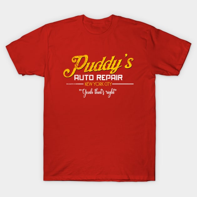 Puddy's Auto Repair, distressed T-Shirt by hauntedjack